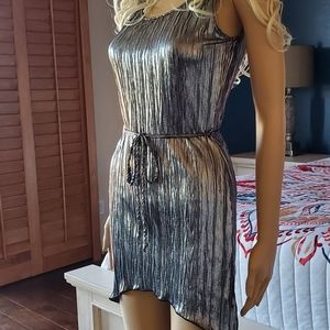 renee c. Silver metalic High/Low mini Dress